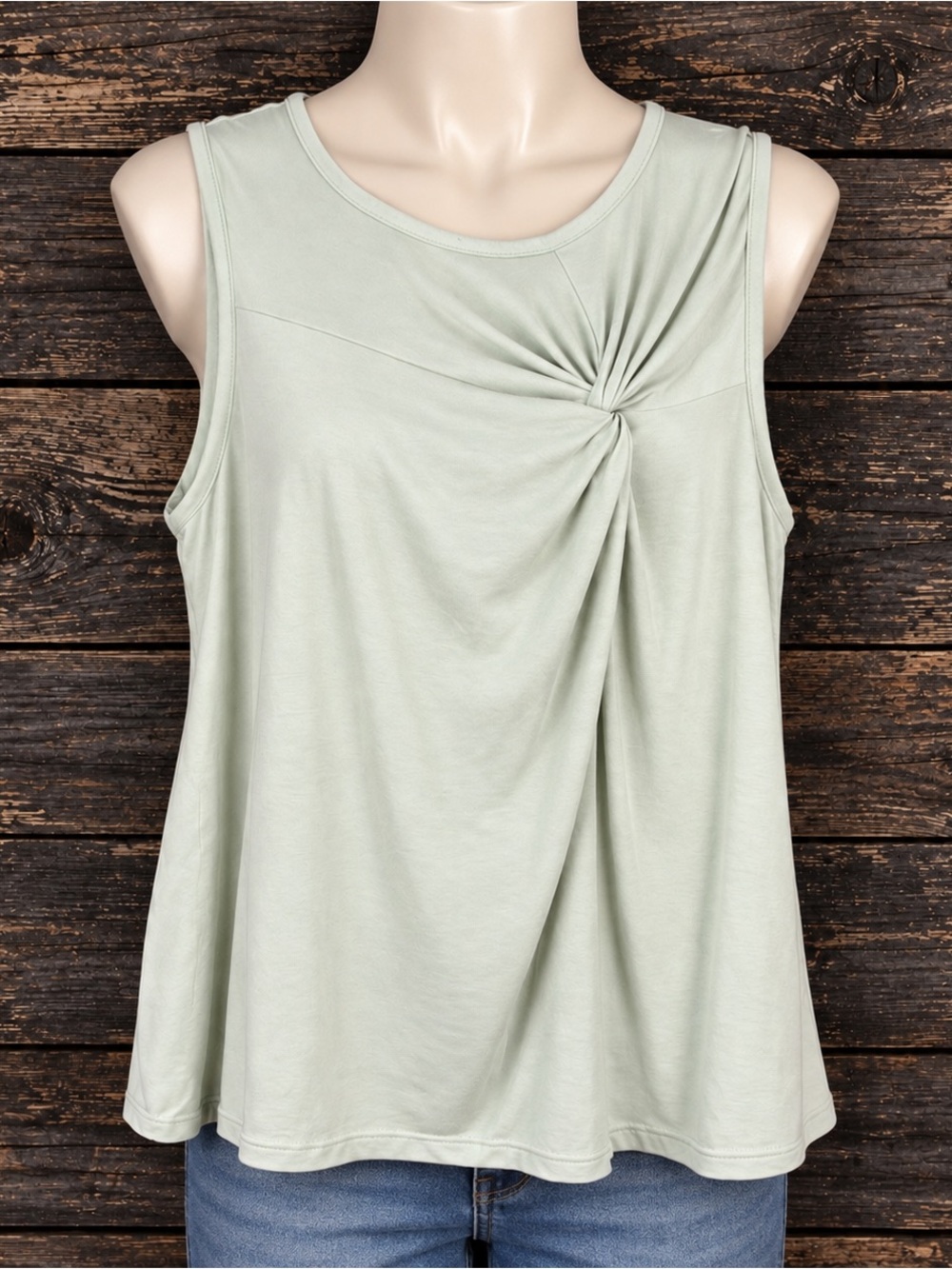 Elie Tahari Sleeveless Twist Front Top Mint Green Viscose Spandex Women’s S